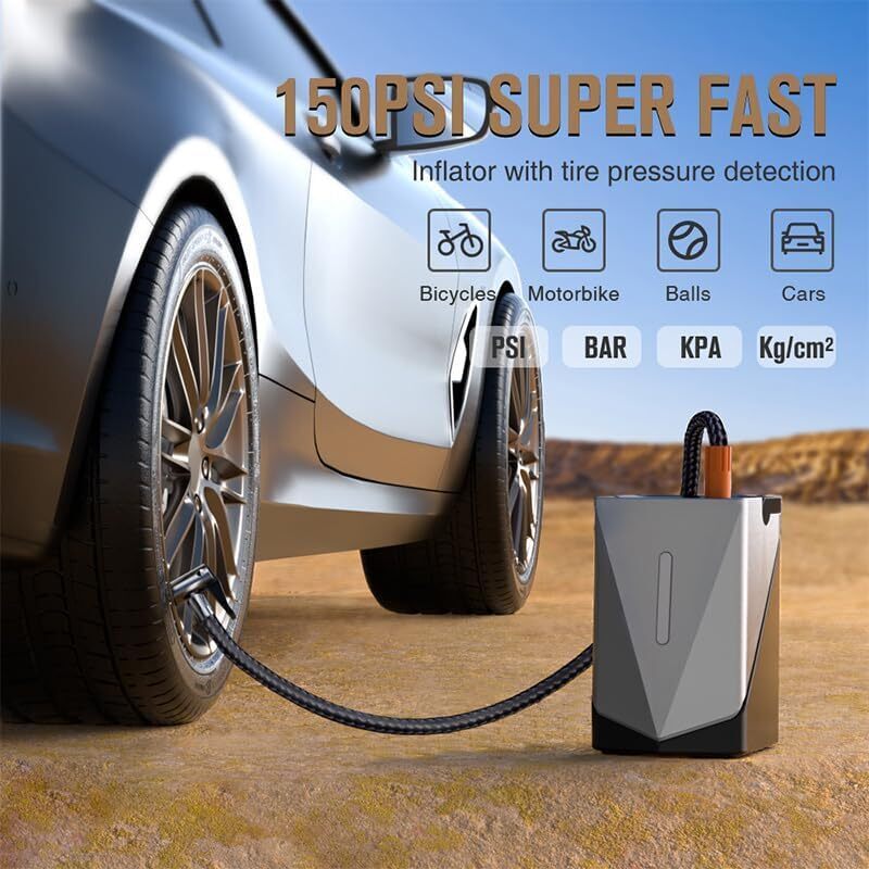 Portable Jump Starter with Air Pump, Blower & LED Light(12000 mAh)
