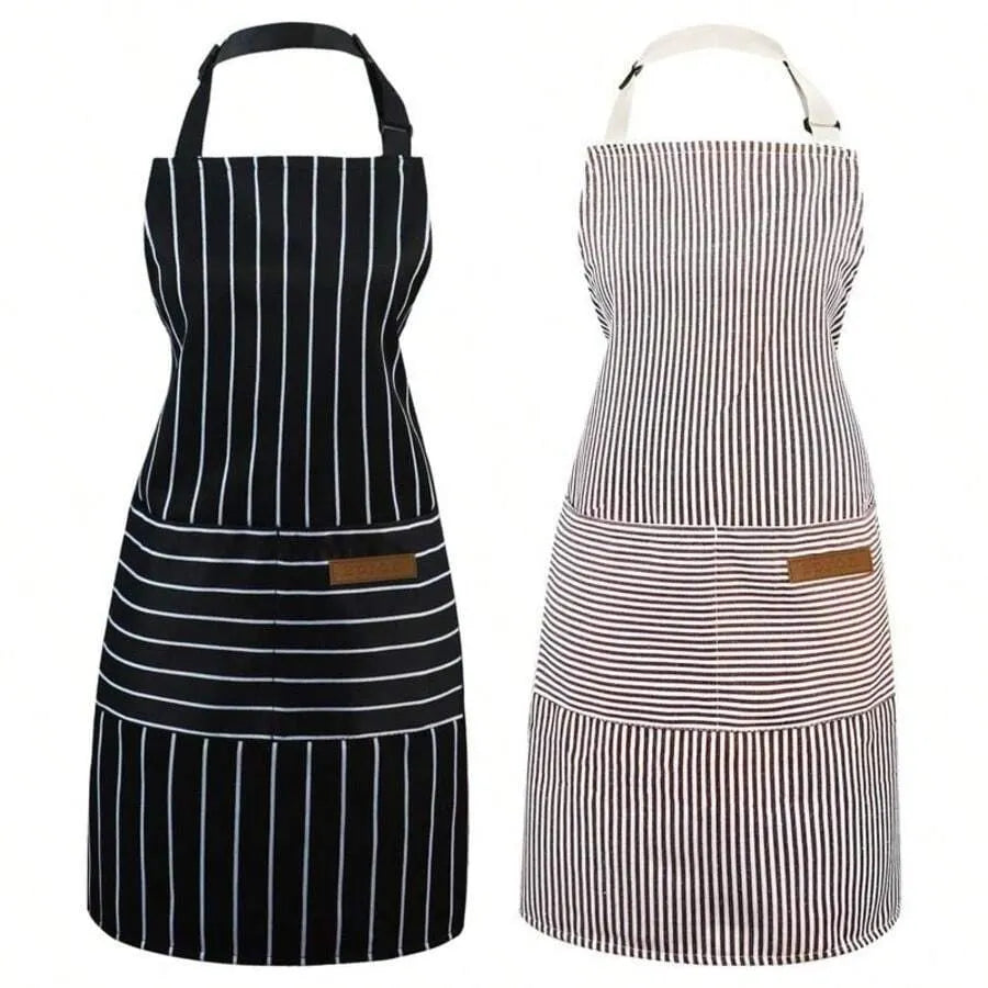 2-pack of adjustable bib aprons, cotton-polyester blend, with 2 pockets, unisex, ideal for chefs