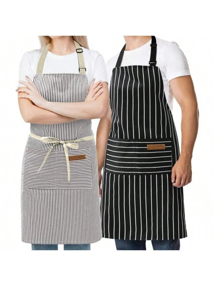 2-pack of adjustable bib aprons, cotton-polyester blend, with 2 pockets, unisex, ideal for chefs