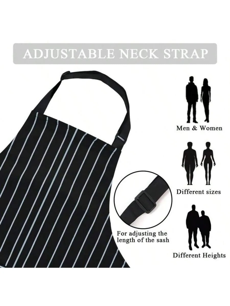2-pack of adjustable bib aprons, cotton-polyester blend, with 2 pockets, unisex, ideal for chefs