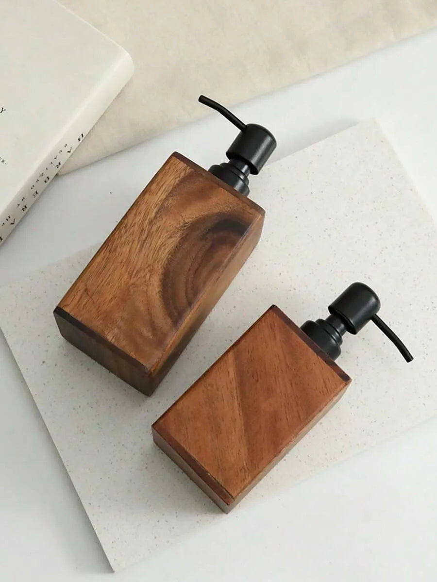 Vintage Wooden Soap Dispenser, Solid Wood Outer Frame Bottle With Black Pump , 7 Oz/17 Oz Refillable Liquid Hand Soap Dispenser Bottle For Liquid Lotion, Bathroom Kitchen Dish Soap Dispensers