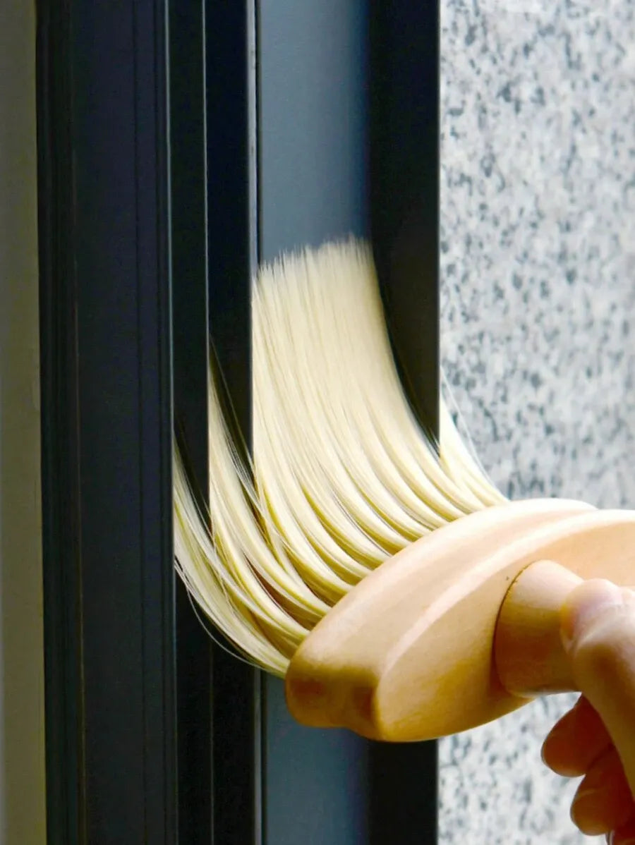 1pc Wooden Handle Cleaning Brush, Long Bristle Brush For Cleaning Car Air Conditioning Outlet, Interior Cracks