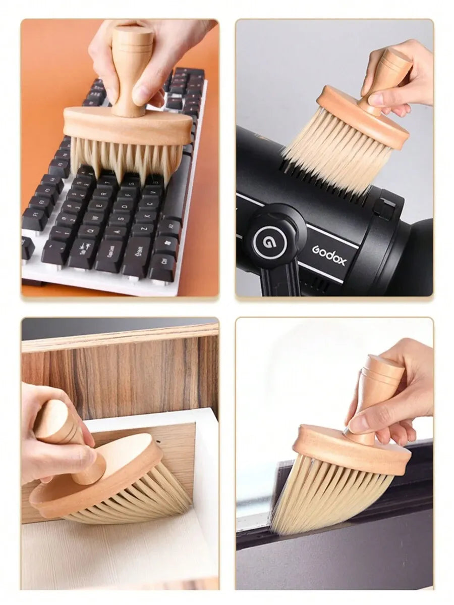 1pc Wooden Handle Cleaning Brush, Long Bristle Brush For Cleaning Car Air Conditioning Outlet, Interior Cracks