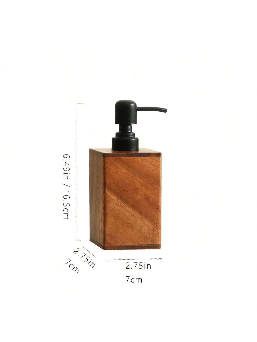 Vintage Wooden Soap Dispenser, Solid Wood Outer Frame Bottle With Black Pump , 7 Oz/17 Oz Refillable Liquid Hand Soap Dispenser Bottle For Liquid Lotion, Bathroom Kitchen Dish Soap Dispensers