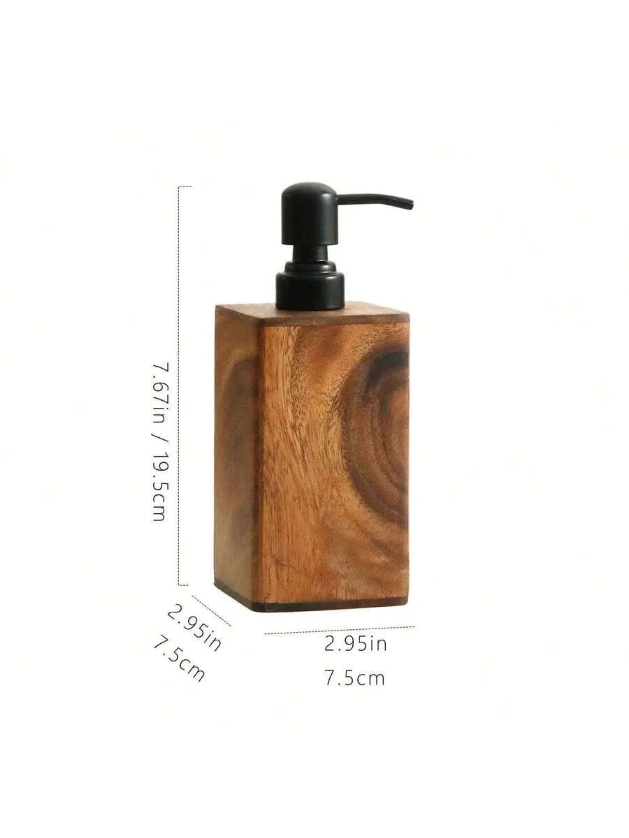 Vintage Wooden Soap Dispenser, Solid Wood Outer Frame Bottle With Black Pump , 7 Oz/17 Oz Refillable Liquid Hand Soap Dispenser Bottle For Liquid Lotion, Bathroom Kitchen Dish Soap Dispensers